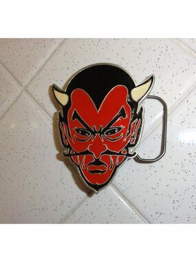 Vintage Red Devil Belt Buckle pewter goth gothic rocker metal punk
